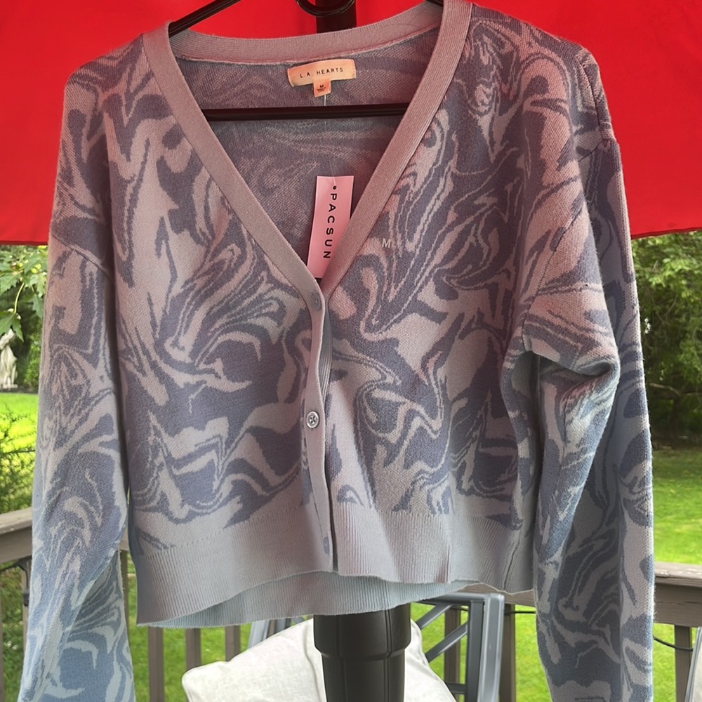 Pacsun LA Hearts Long Sleeve Blue Swirl Cabin Cardigan